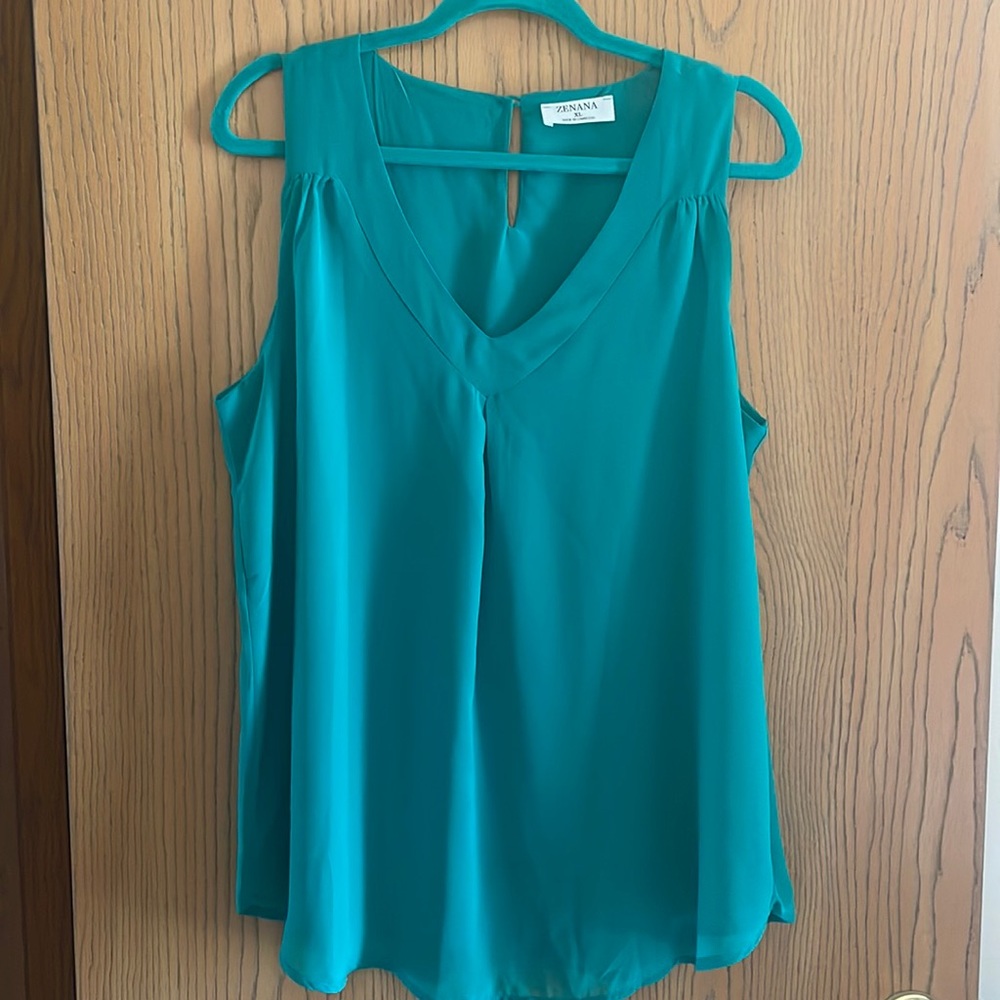 ZENANA sleeveless green blouse XL